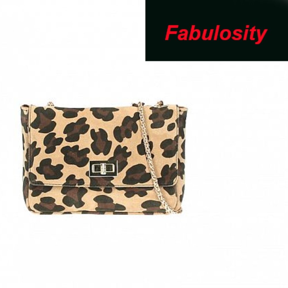 Cute Leopard Print Bag Italian Suede